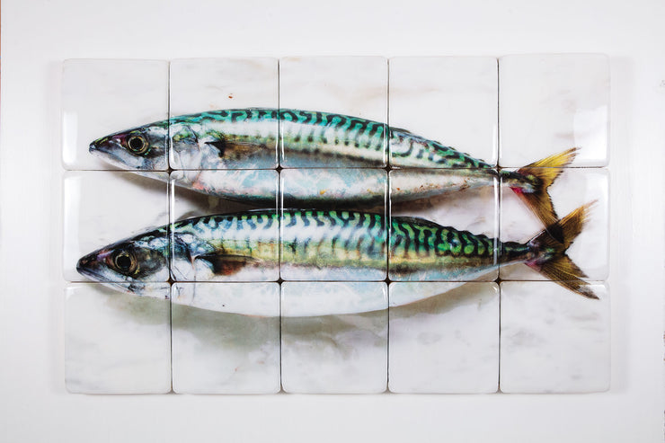 Two mackerels on paper (100cm x 60cm)