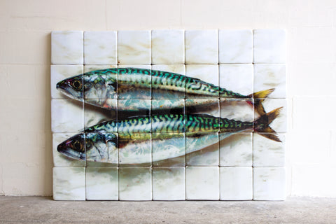 Two mackerels on paper (140cm x 100cm)