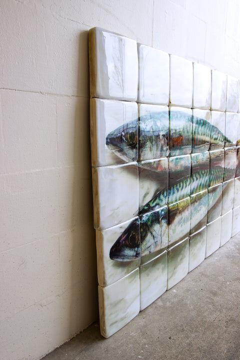 Two mackerels on paper (140cm x 100cm)