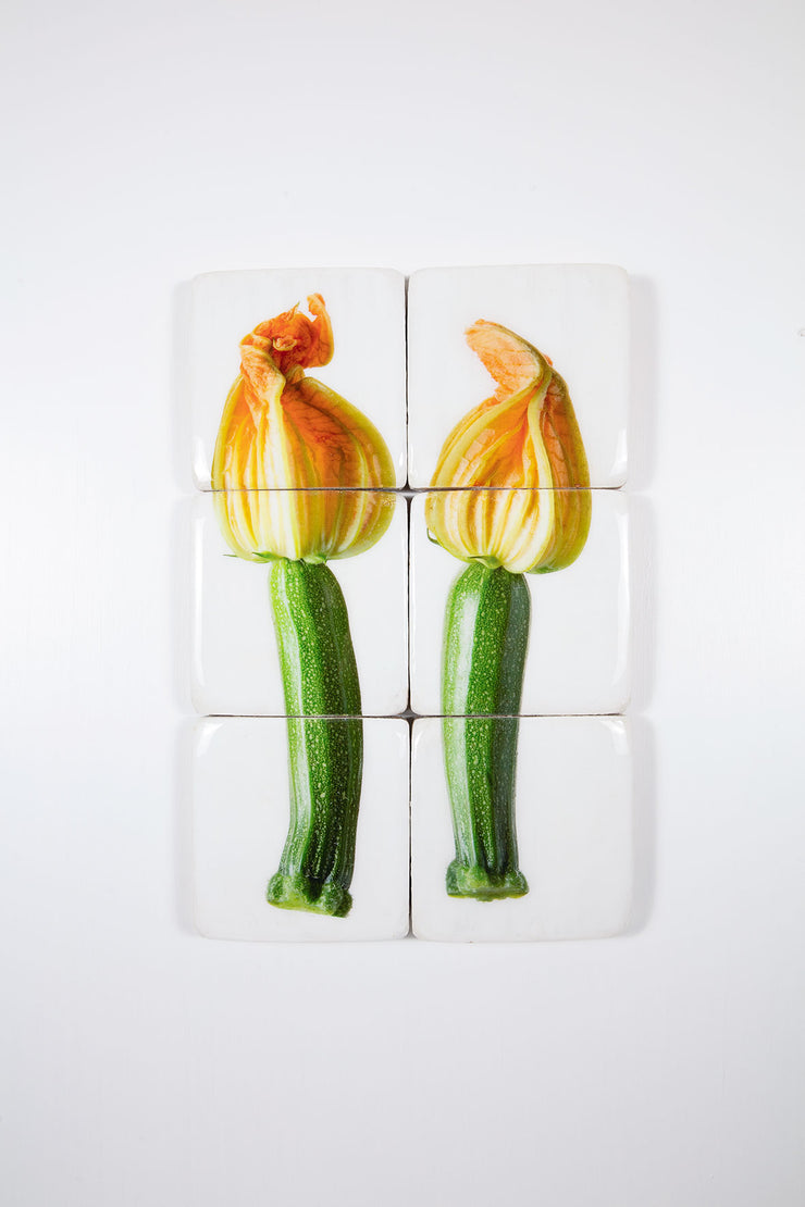 Two zucchini blossoms (40cm x 60cm)